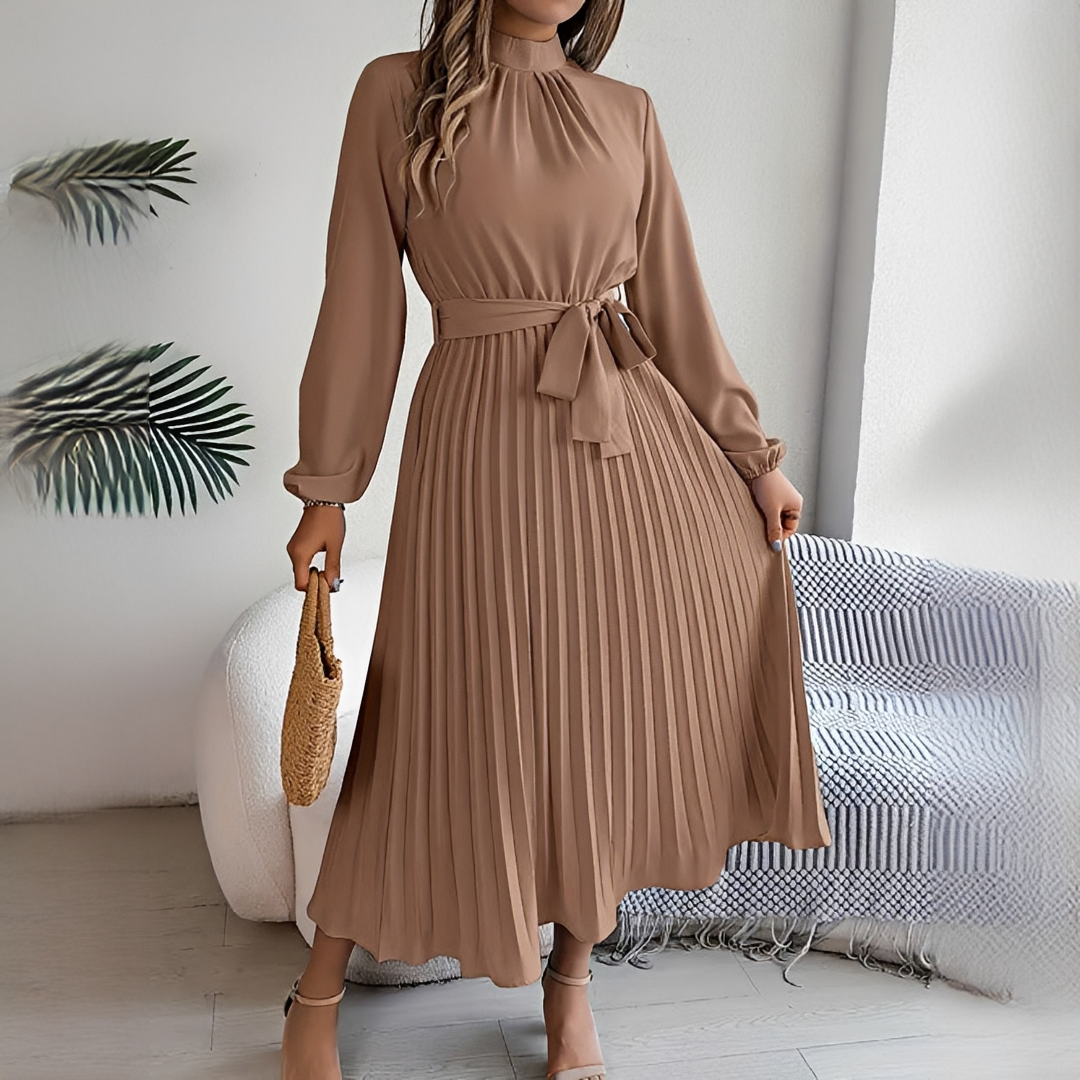 Jessy - Damenkleid mit langen plissierten Ärmeln