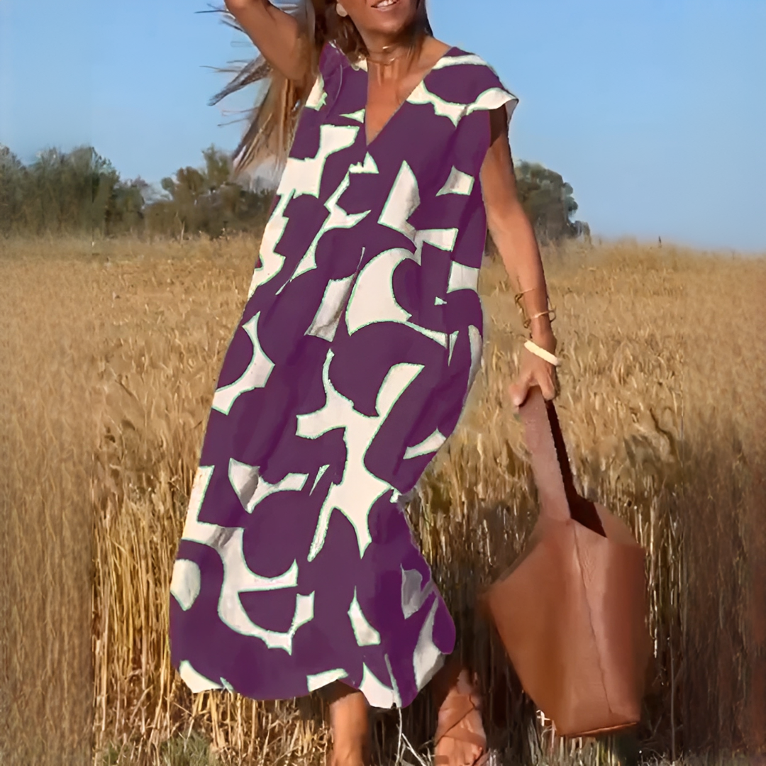 Vicky - Elegantes Kleid mit V-Ausschnitt und weitem Schnitt