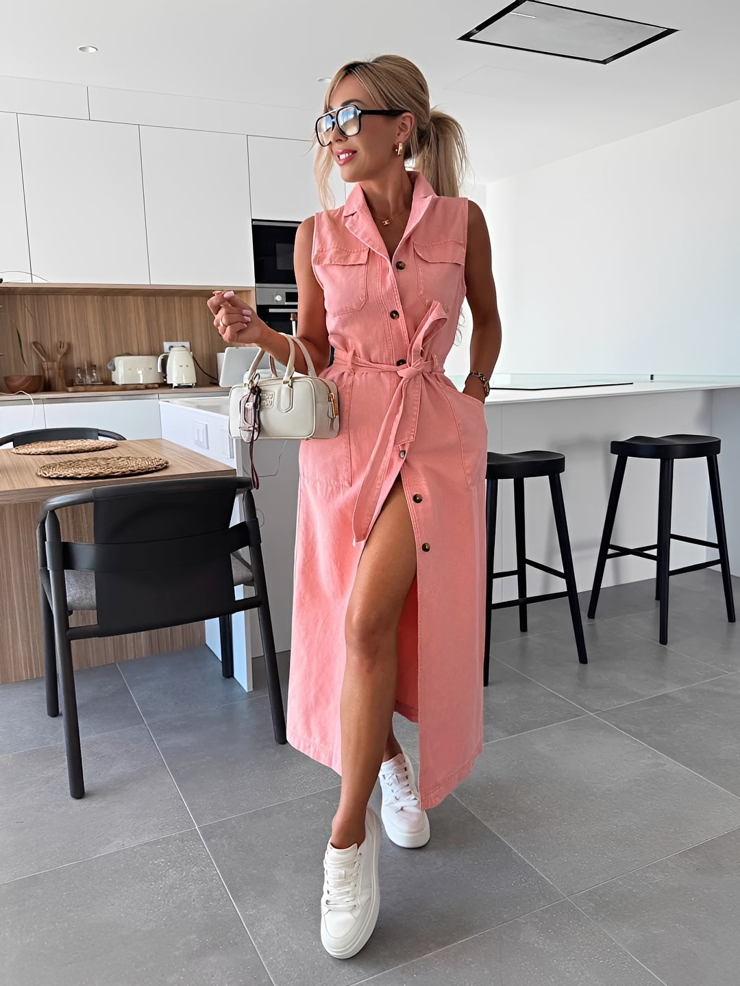 Steph - Stilvolles Denim-Midikleid