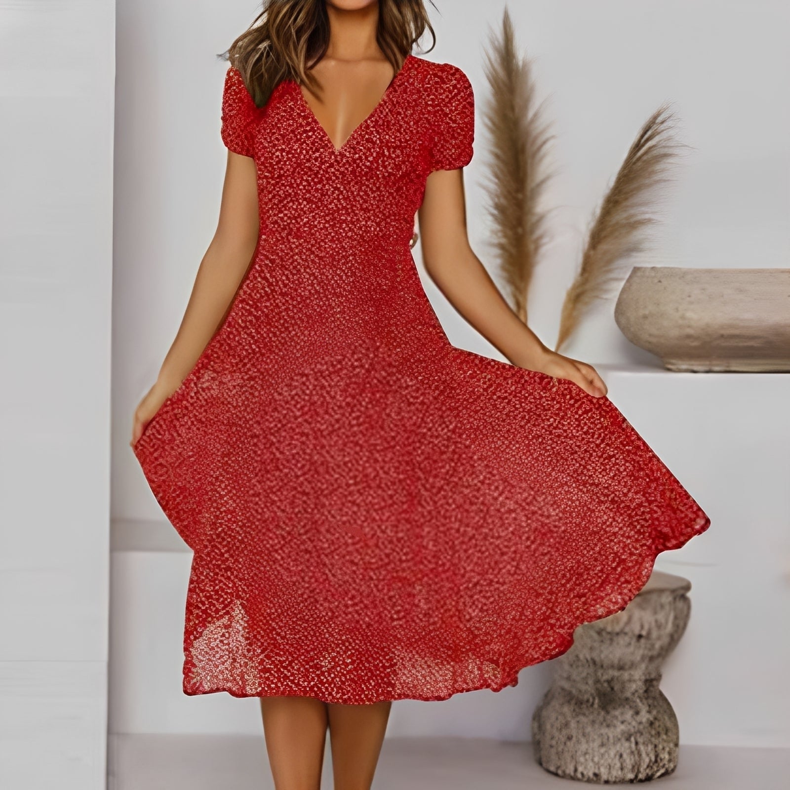 Elizabeth - Lässiges, lockeres Damen-Kurzarmkleid