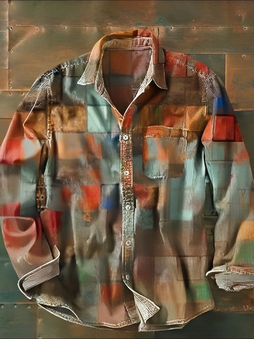 Charles – Langarmhemd für Herren – Bunt und Retro
