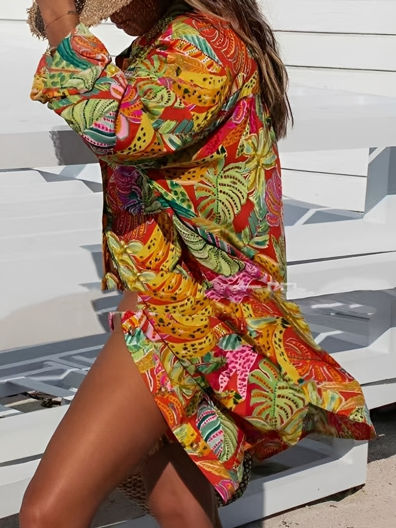 Montes - Kleid mit floralem Muster und Knöpfen