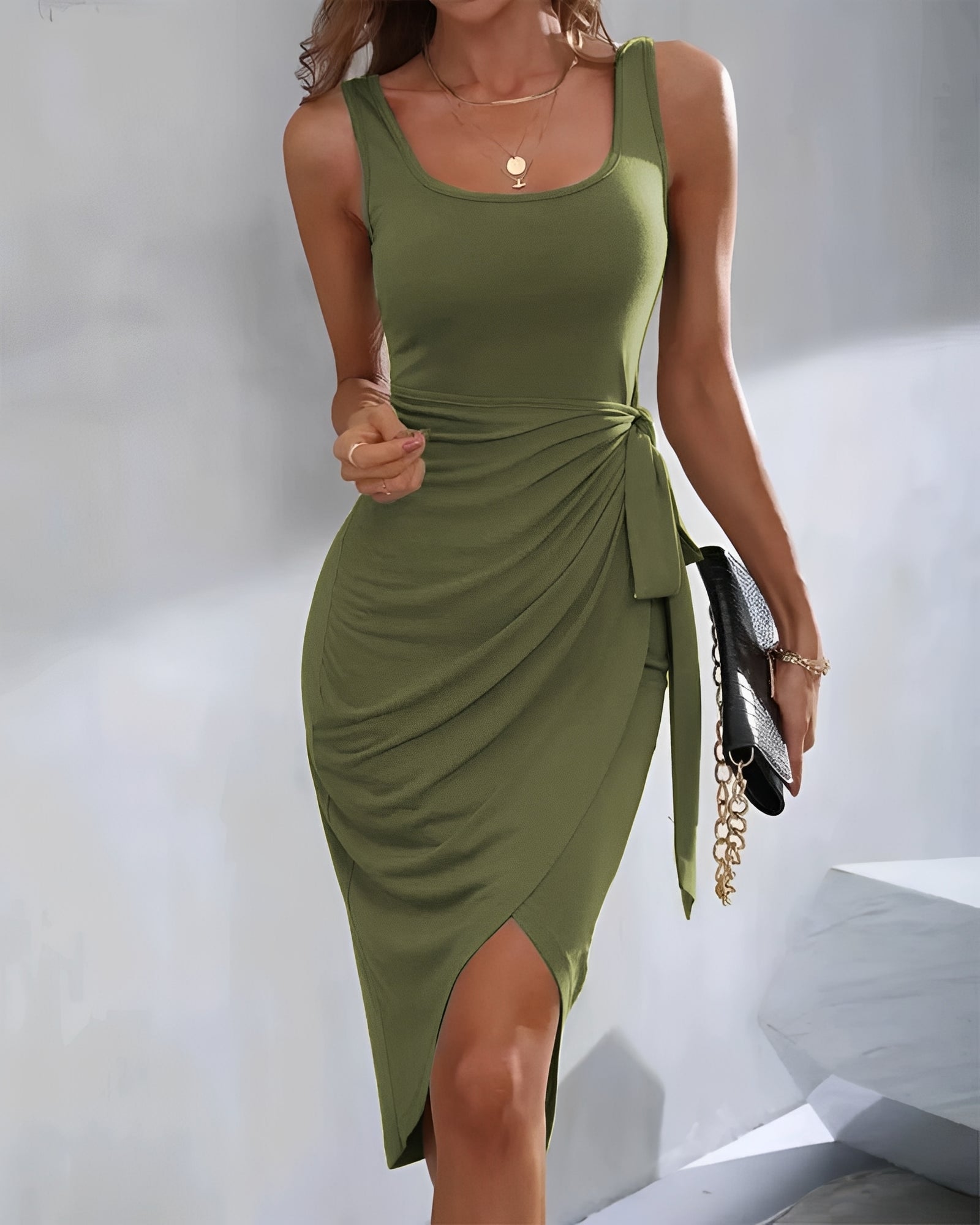 Amanda - Asymmetrisches Damenkleid mit Schleifenband