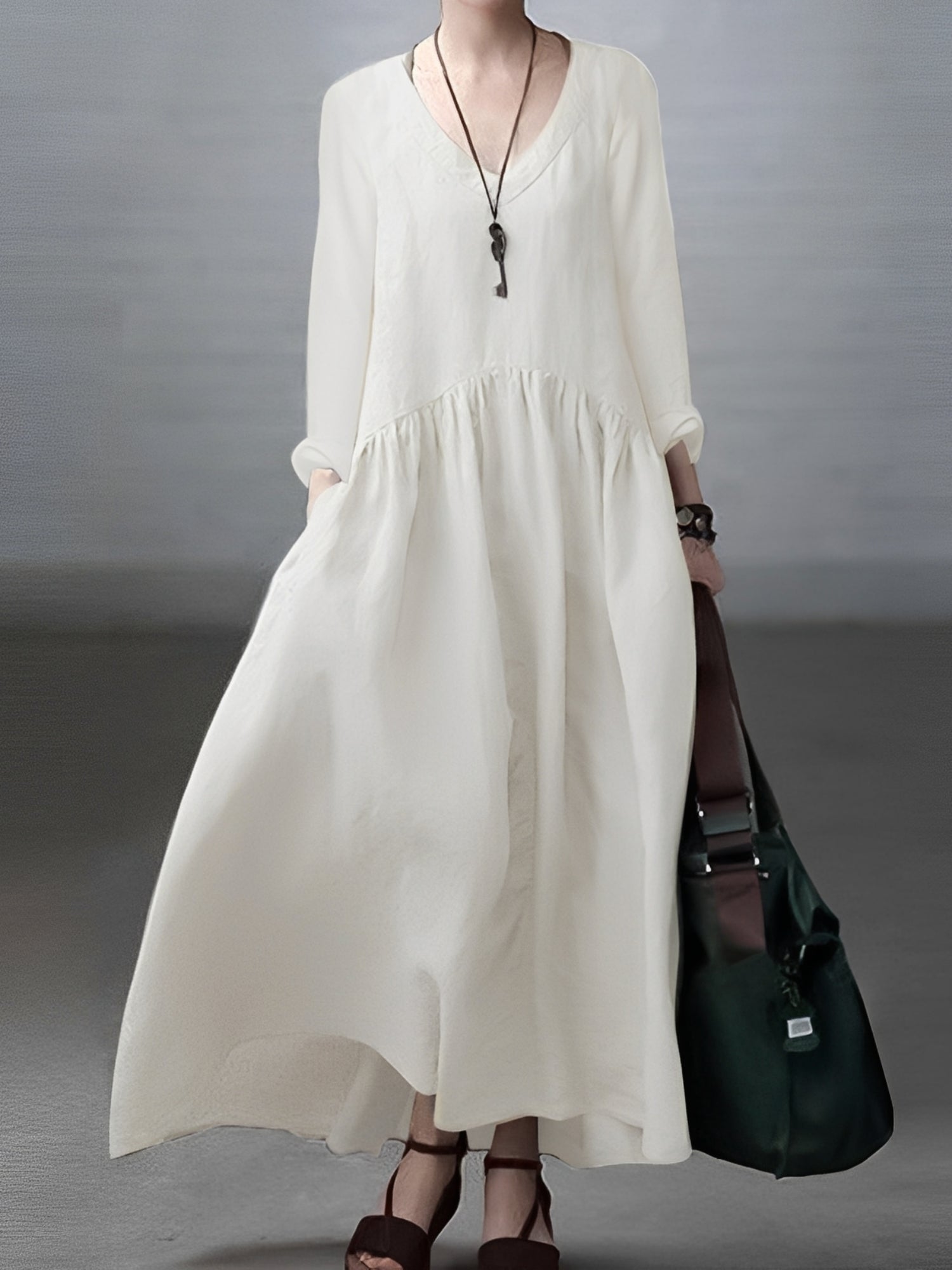Lindy - Bequemes, lässiges Damenkleid mit V-Ausschnitt