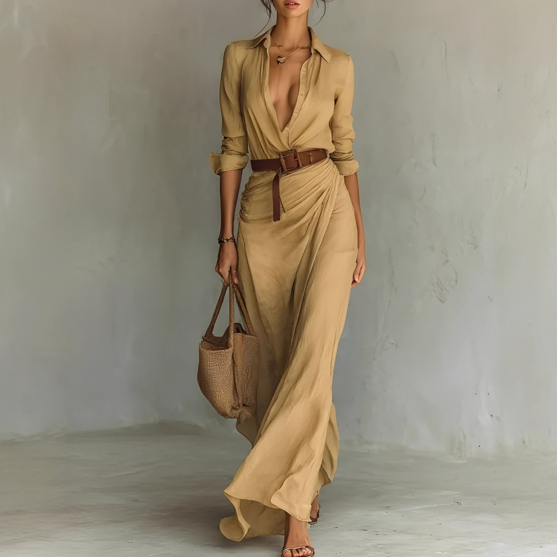 Hanny - Bequemes Maxikleid mit Gürtel