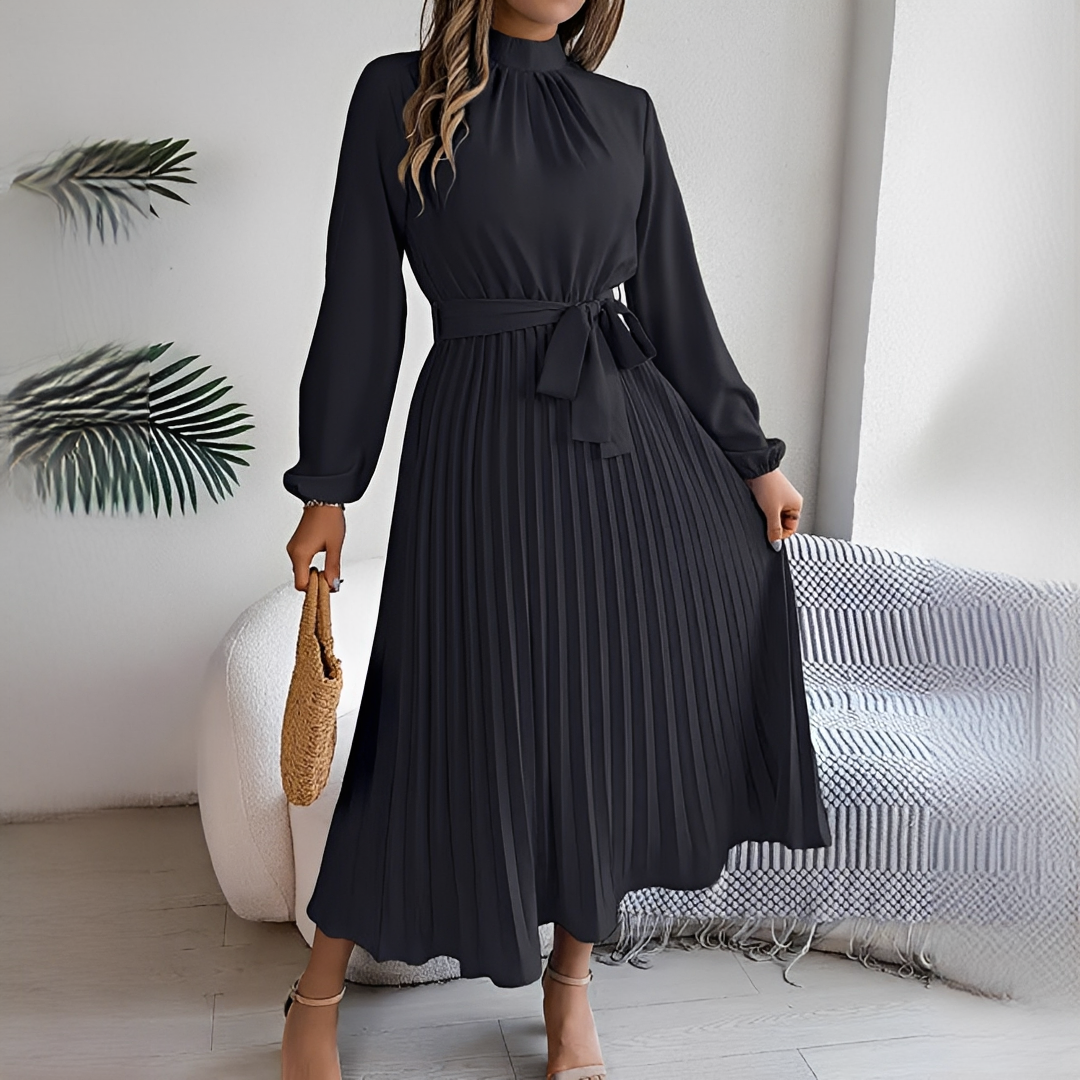 Jessy - Damenkleid mit langen plissierten Ärmeln
