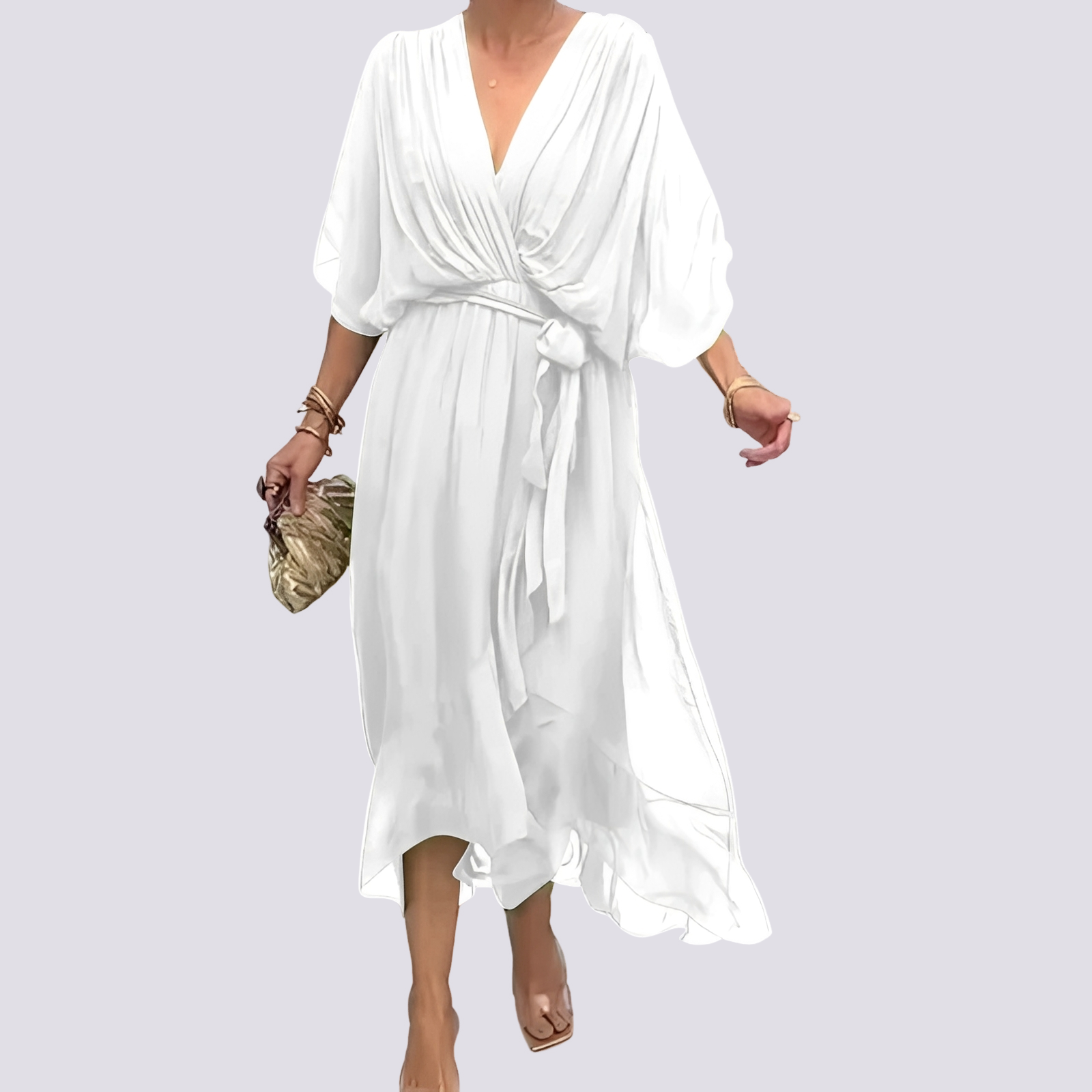 Jane - Asymmetrisches Kleid mit V-Ausschnitt
