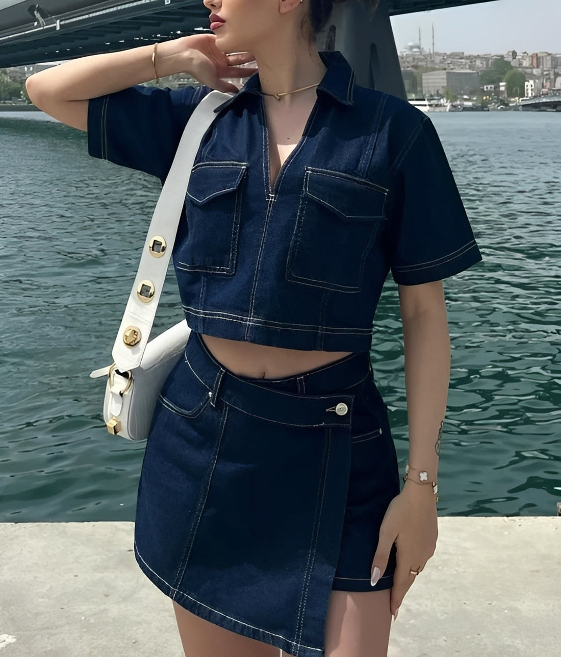 Tilly - Ensemble aus Denim-Top und Rock