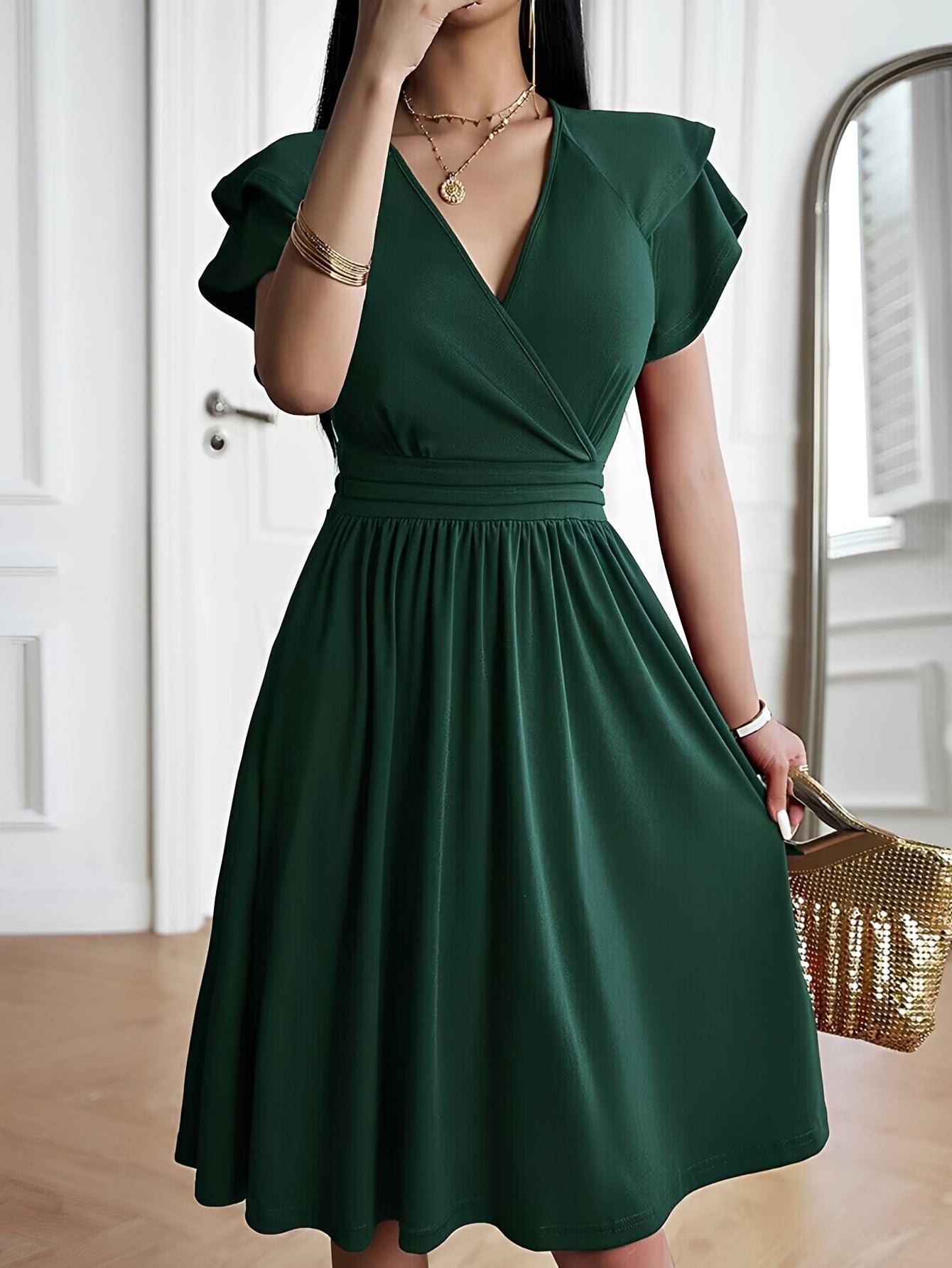 Laura - Schickes V-Ausschnitt-Kleid für Damen