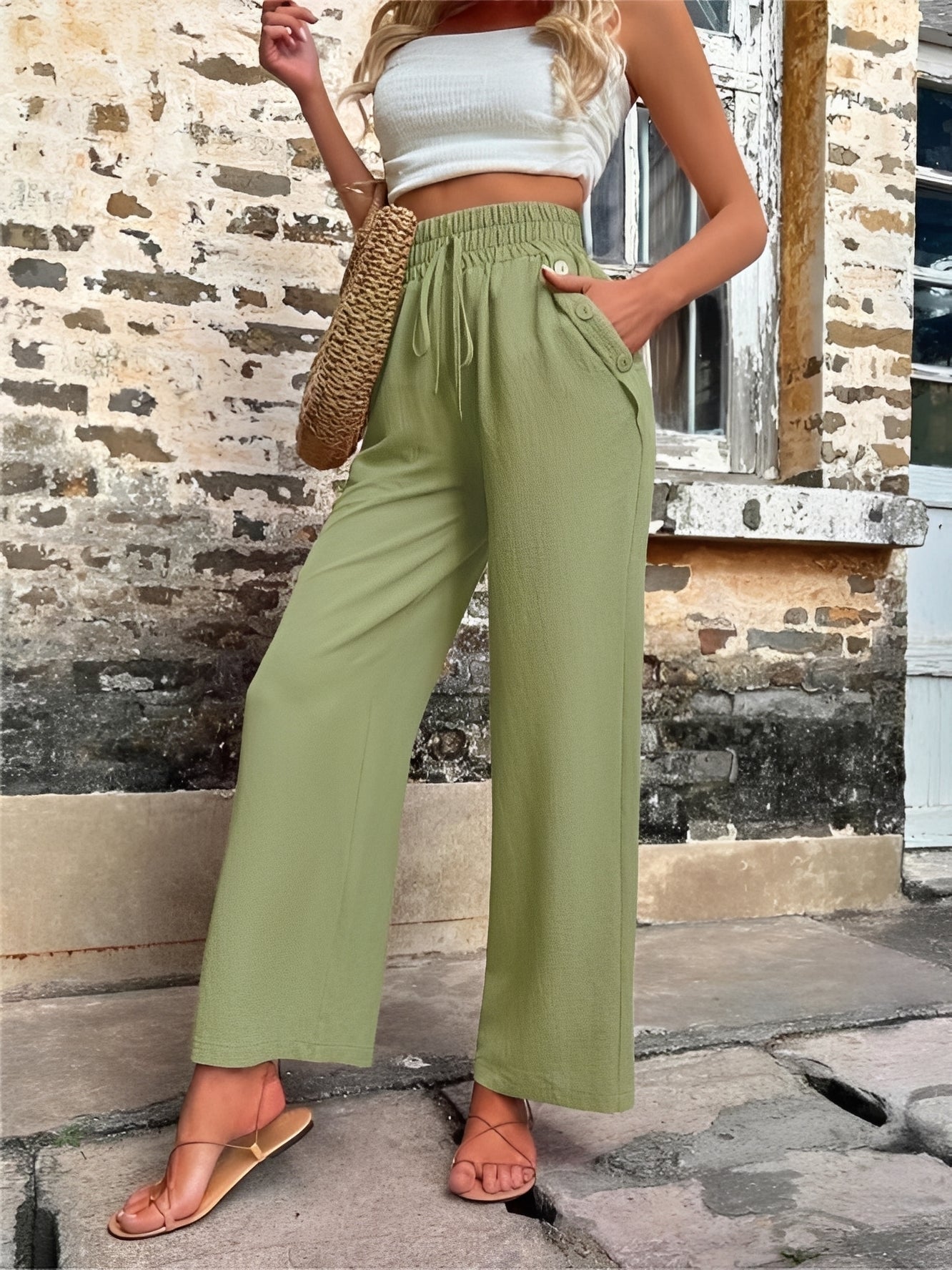 Allie - Trendige, locker geschnittene Damenhose mit hohem Bund