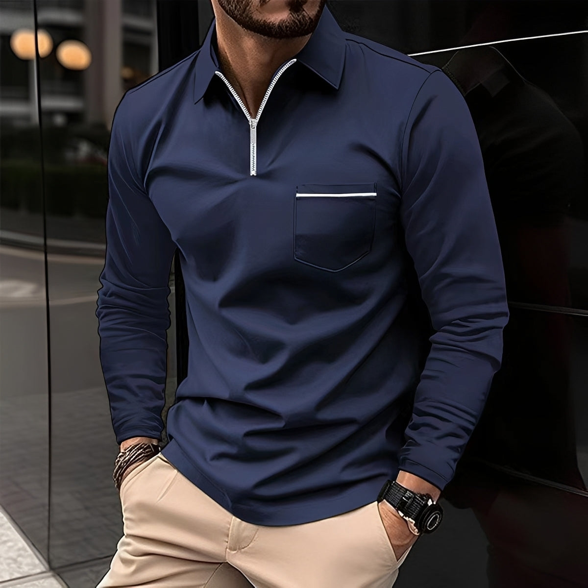 Jackson - Herren Langarm-Poloshirt - für den Alltag