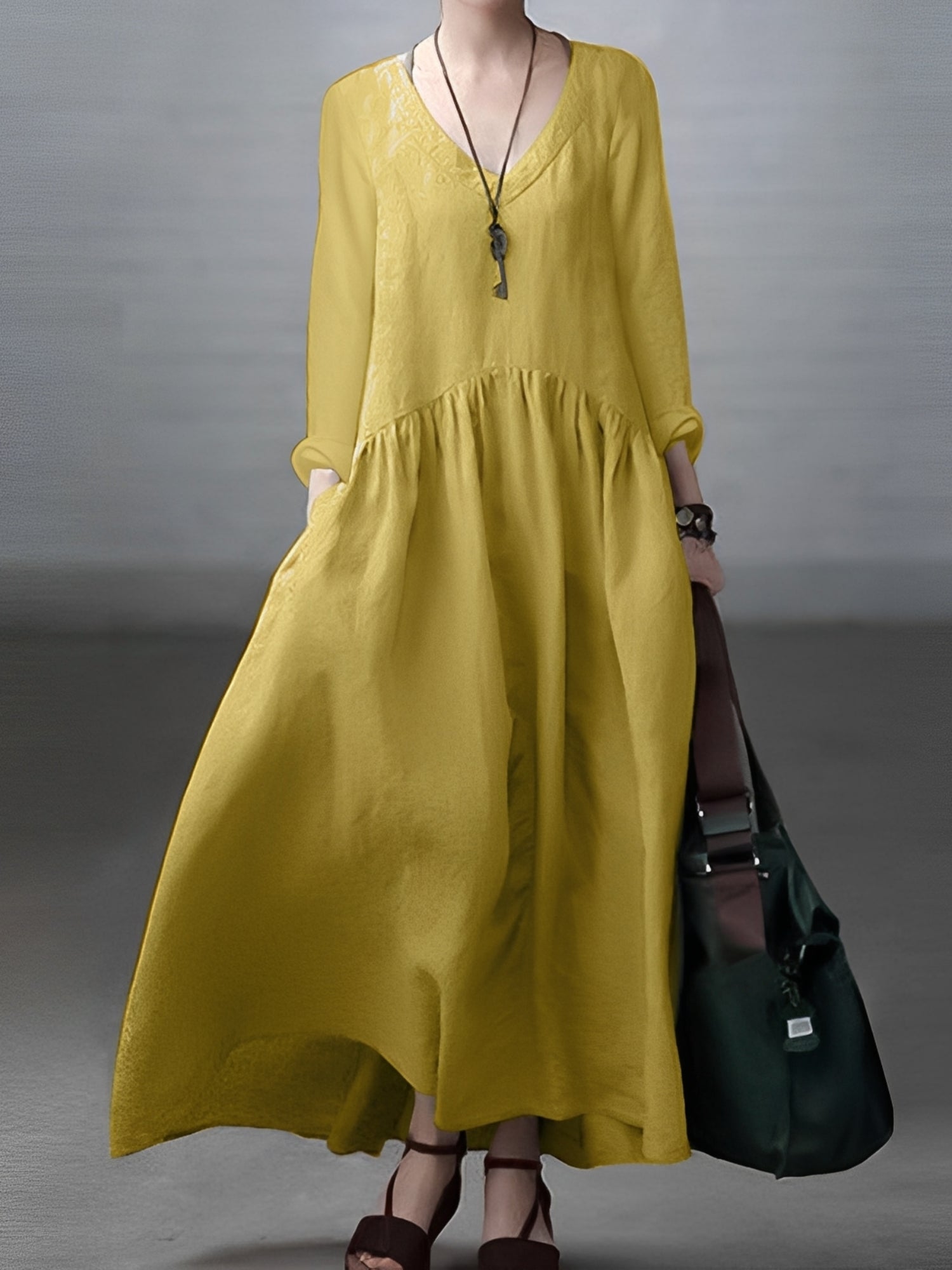 Lindy - Bequemes, lässiges Damenkleid mit V-Ausschnitt