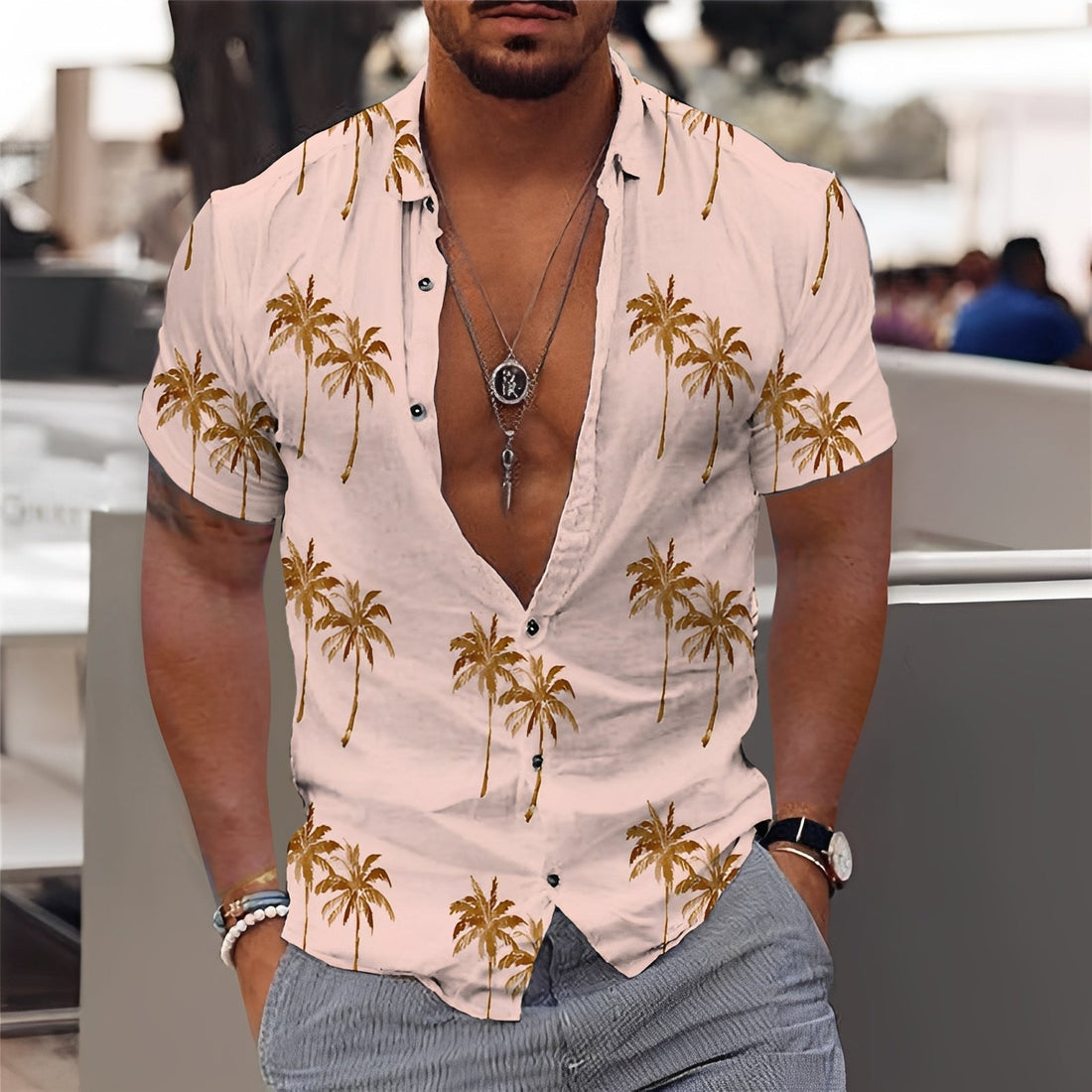 Hector - Modisches Herrenhemd mit Palmenmuster