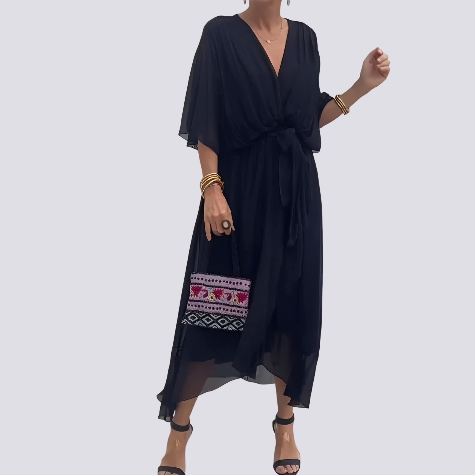 Jane - Asymmetrisches Kleid mit V-Ausschnitt