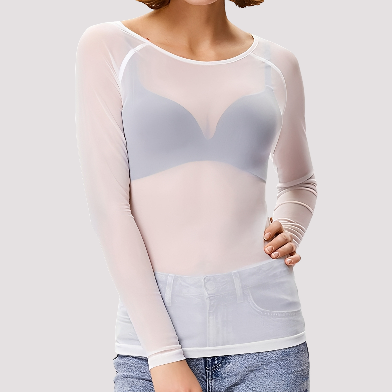 Sophia - Leger-transparentes Damen-Langarm-Shirt