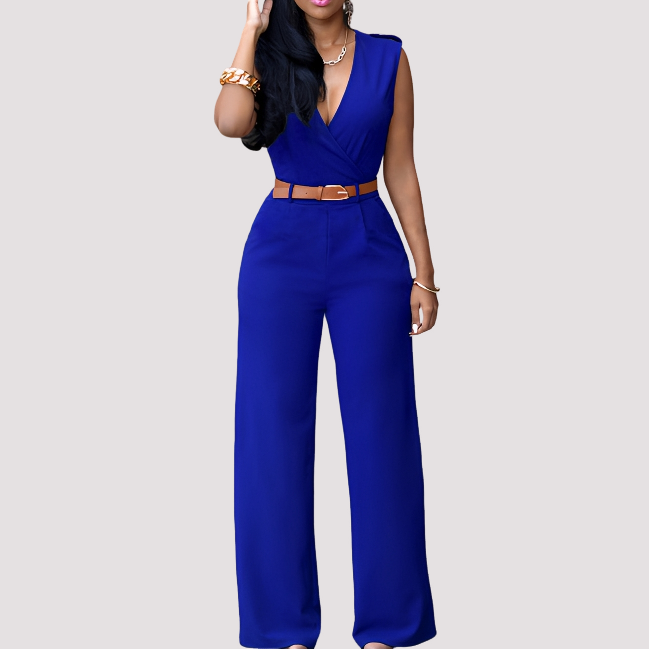 Esther - Stilvoller Damen-Jumpsuit mit Taillengürtel