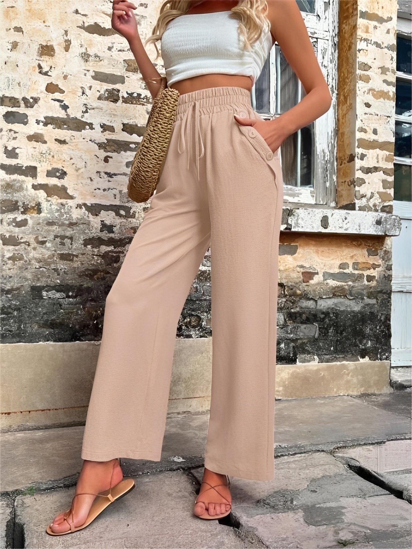 Allie - Trendige, locker geschnittene Damenhose mit hohem Bund