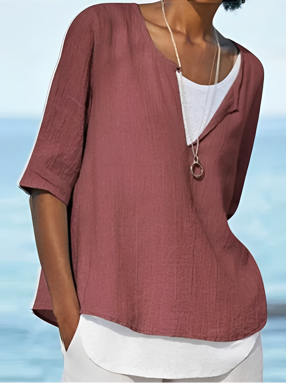 Shania - Stilvolle Bluse im Lagenlook für Damen