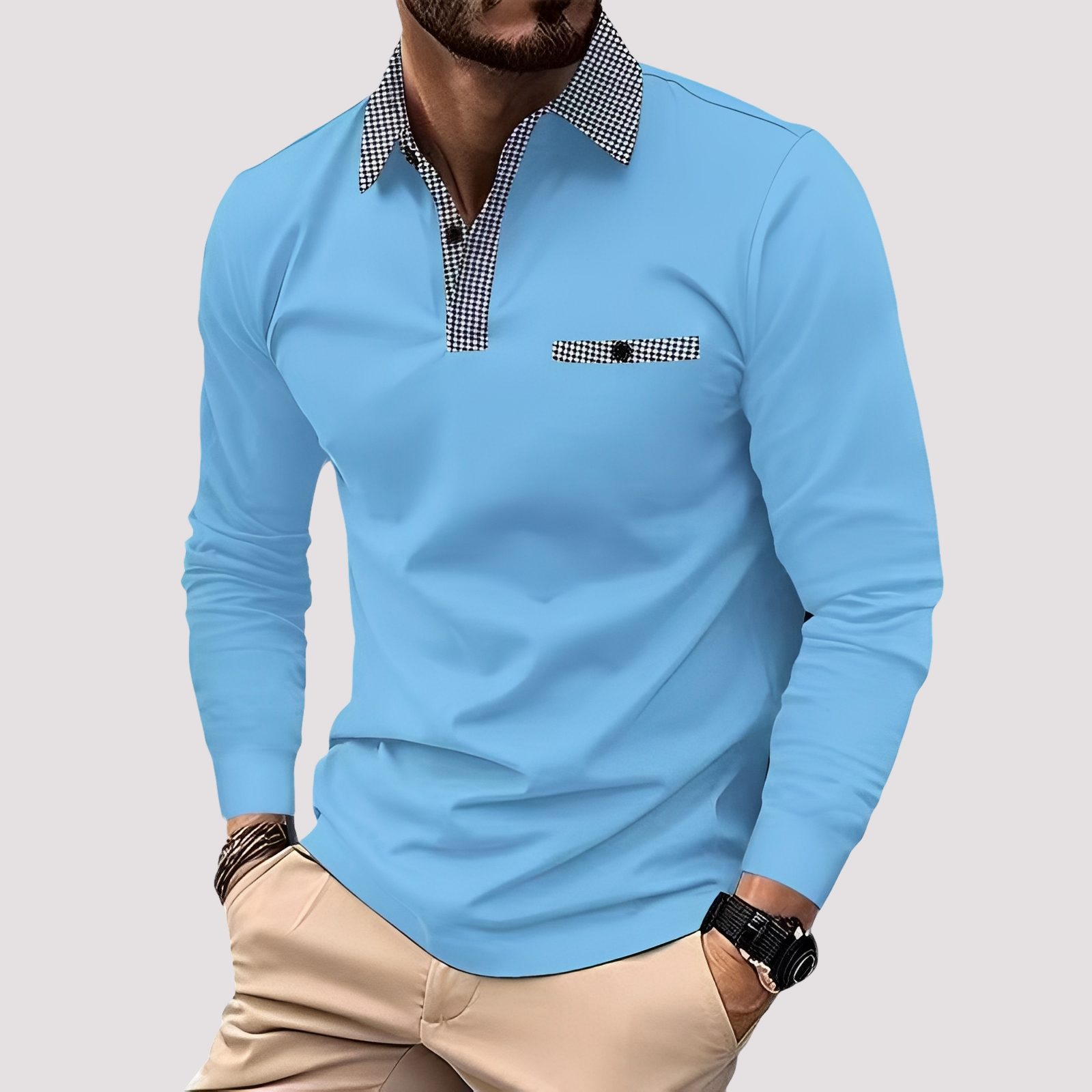 Aidan - Elegantes Langarm-Poloshirt für Herren