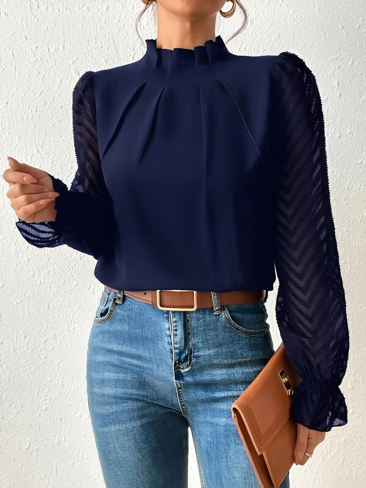 Bella - Chiffon-Oberteil mit langen Ärmeln