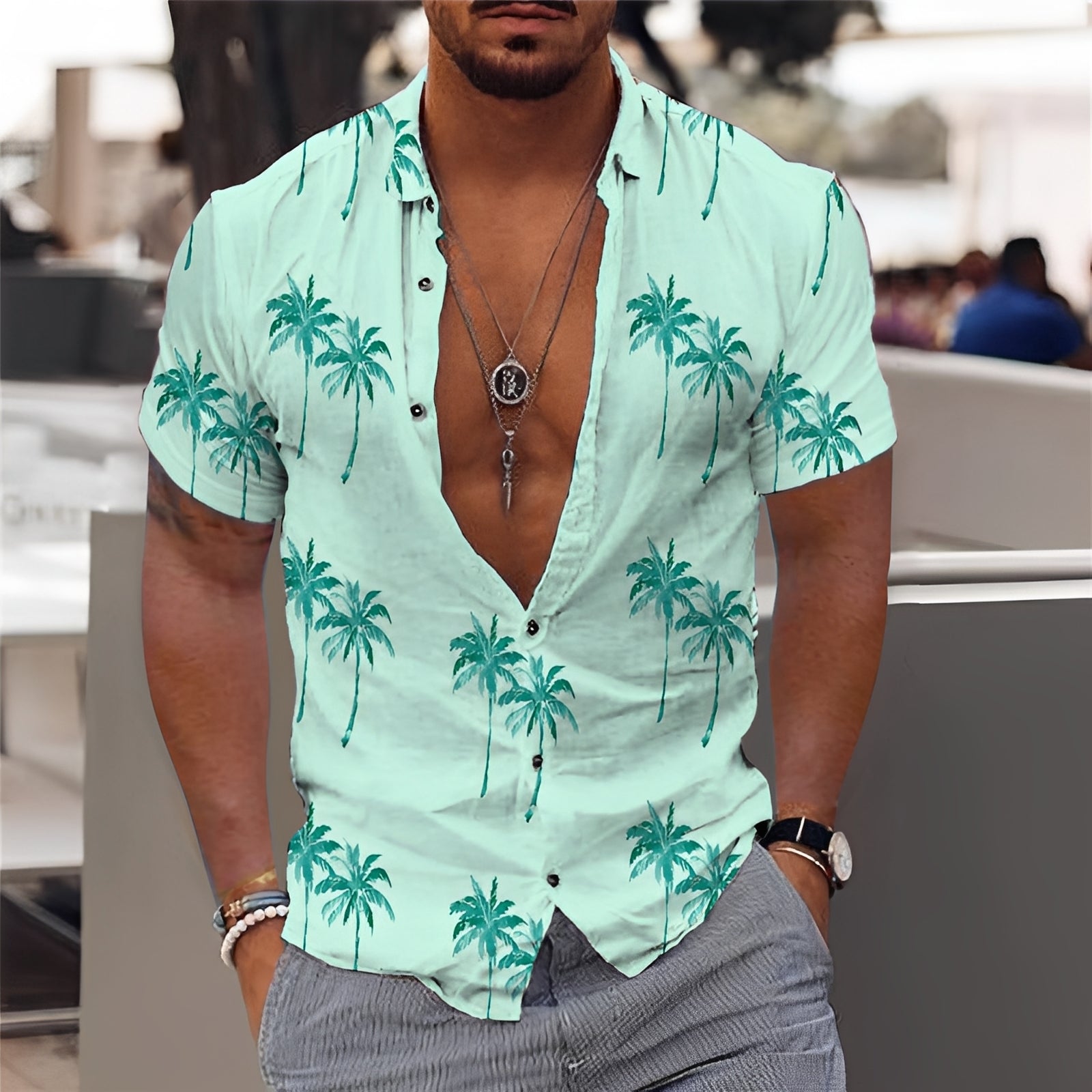 Hector - Modisches Herrenhemd mit Palmenmuster