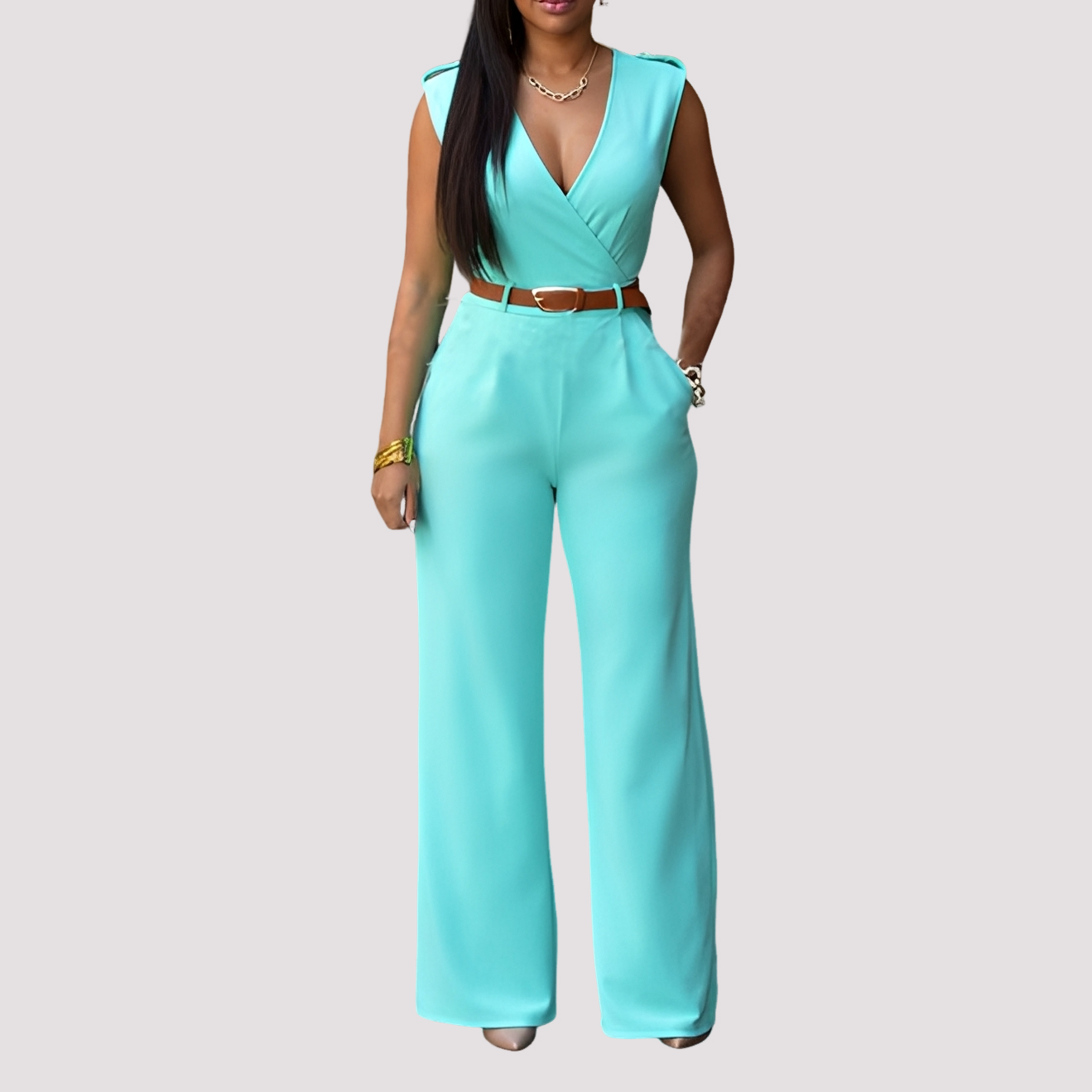 Esther - Stilvoller Damen-Jumpsuit mit Taillengürtel