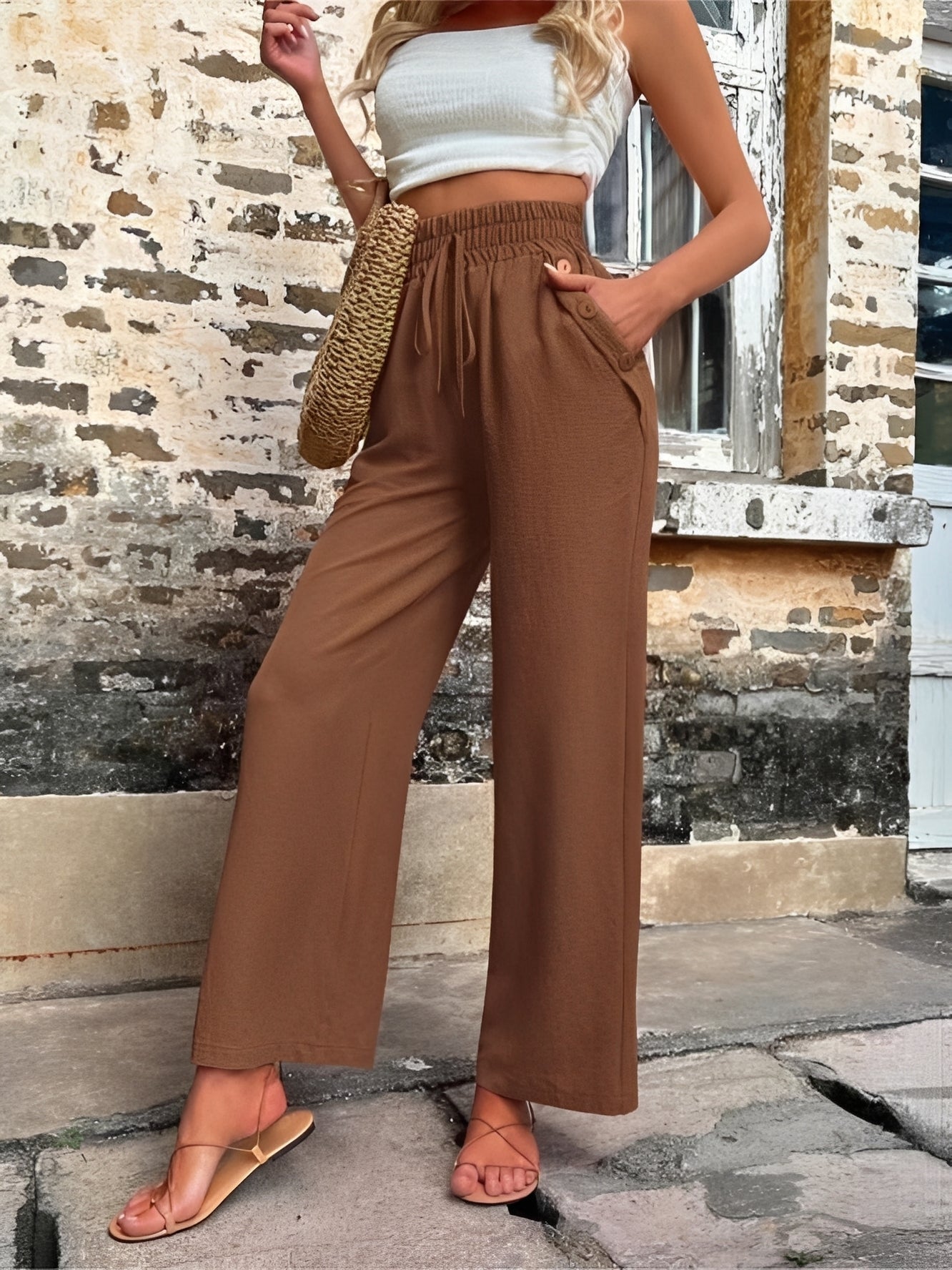 Allie - Trendige, locker geschnittene Damenhose mit hohem Bund