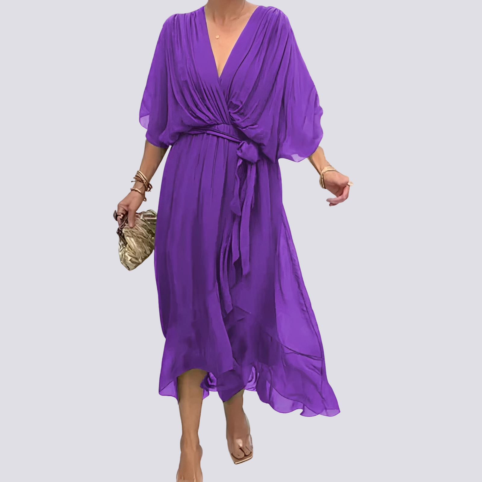Jane - Asymmetrisches Kleid mit V-Ausschnitt