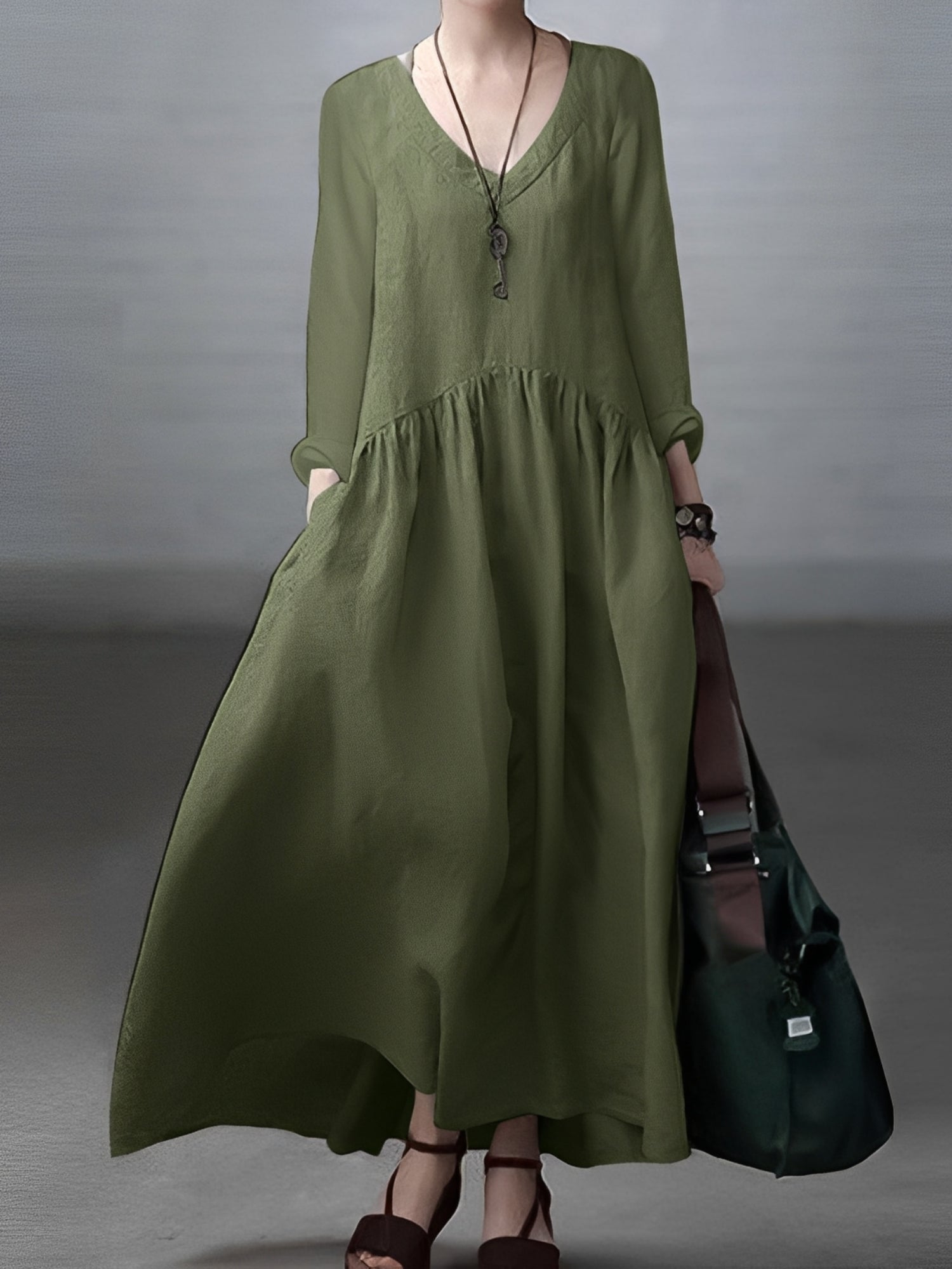 Lindy - Bequemes, lässiges Damenkleid mit V-Ausschnitt