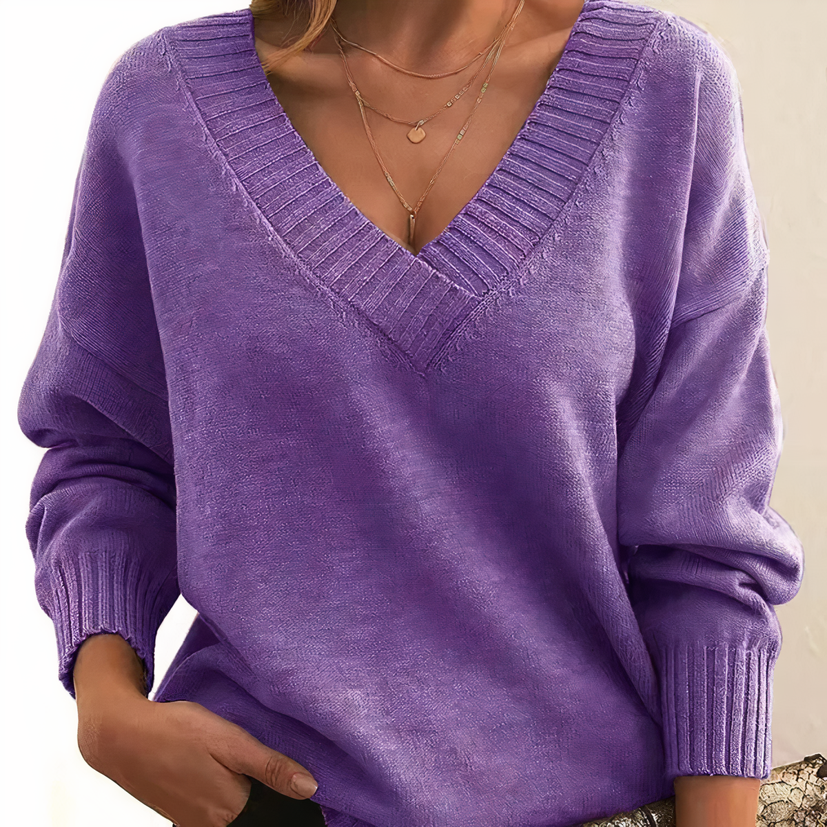 Herbst - Modischer und bequemer V-Ausschnitt-Pullover