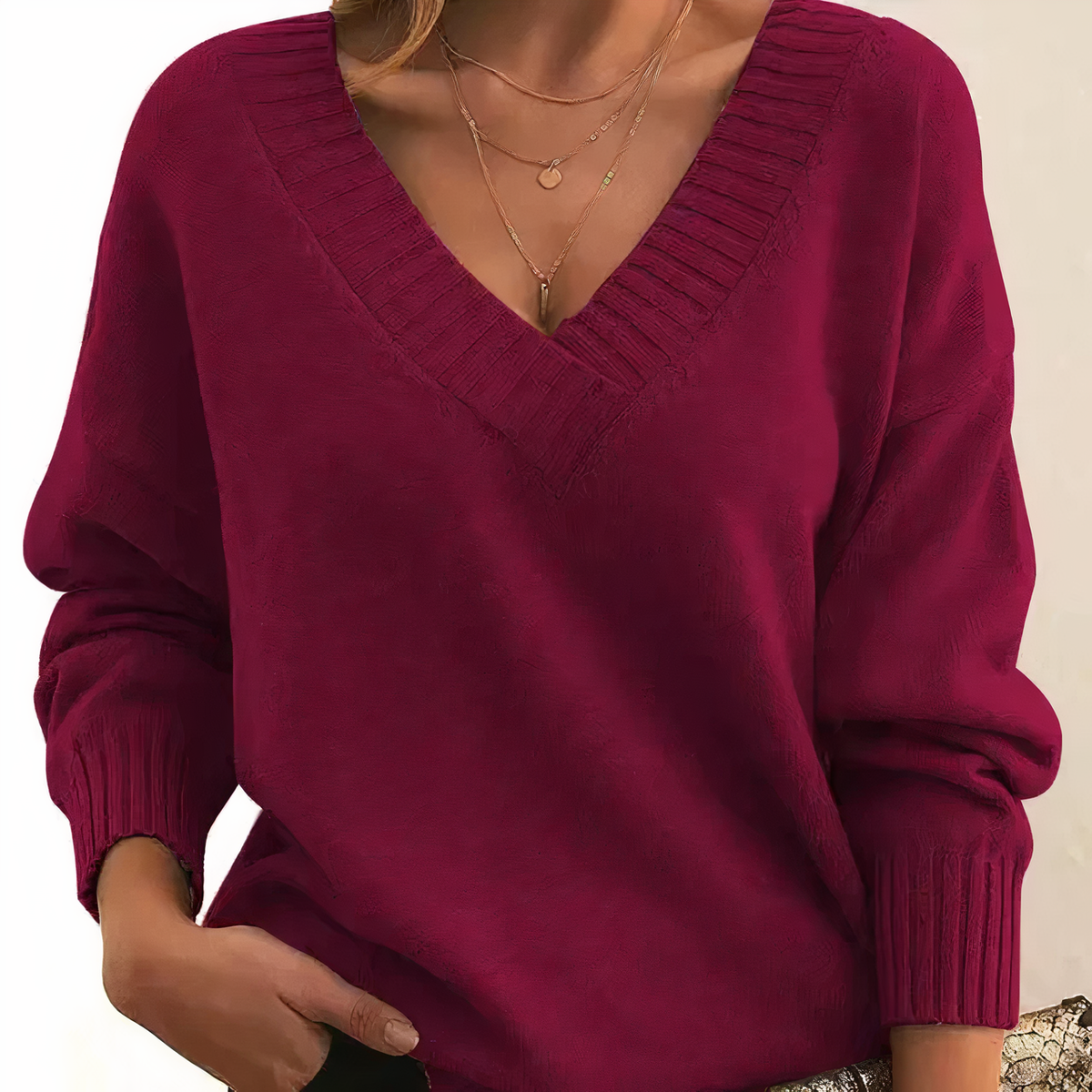 Herbst - Modischer und bequemer V-Ausschnitt-Pullover