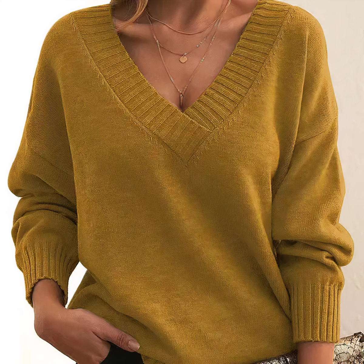 Herbst - Modischer und bequemer V-Ausschnitt-Pullover