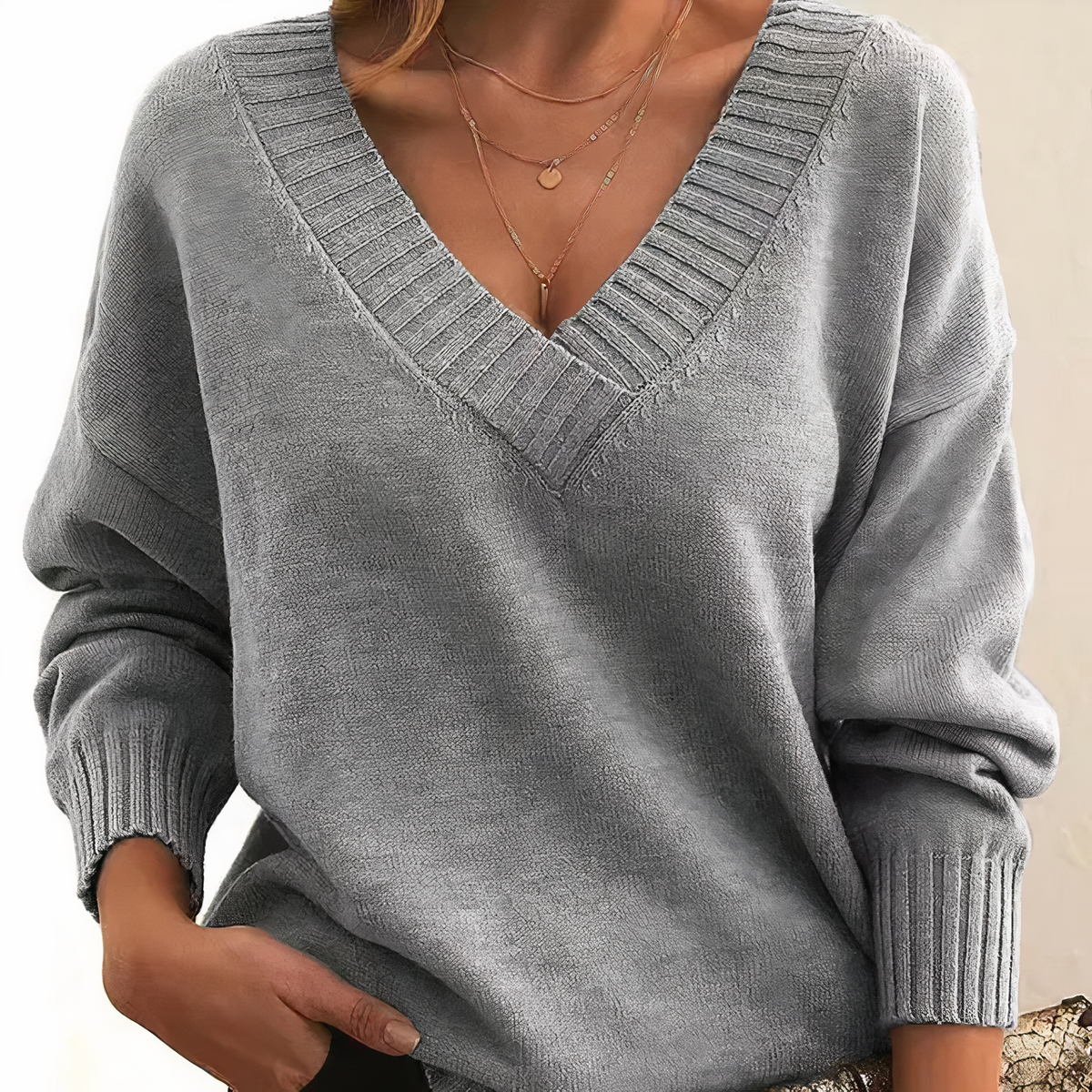 Herbst - Modischer und bequemer V-Ausschnitt-Pullover