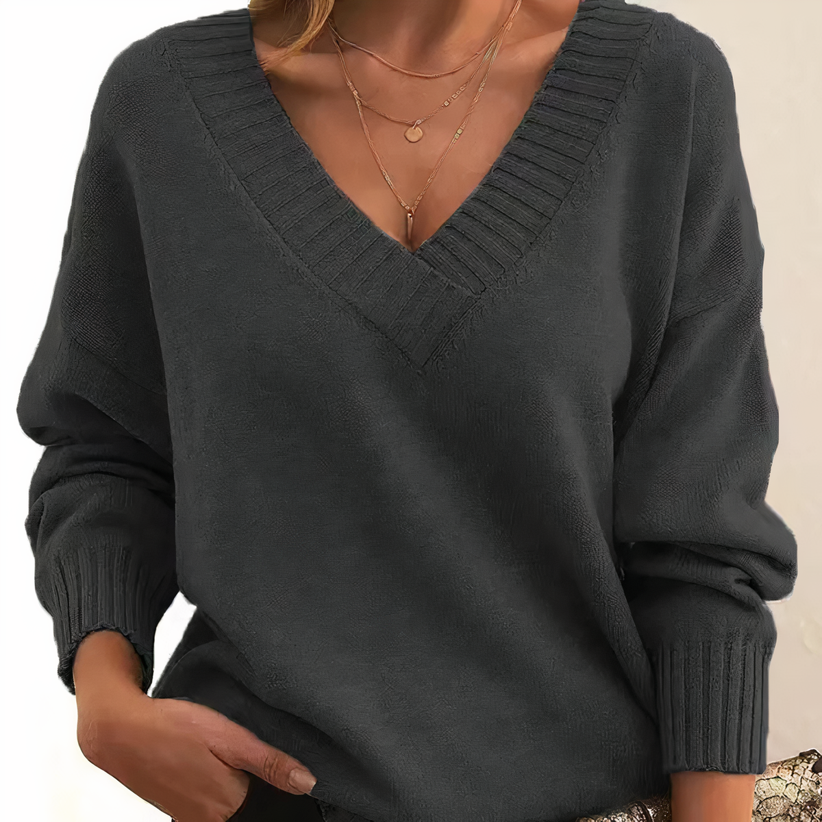 Herbst - Modischer und bequemer V-Ausschnitt-Pullover