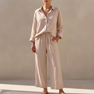 Genzel - Damen-Set mit Hemd und Hose zum Knöpfen