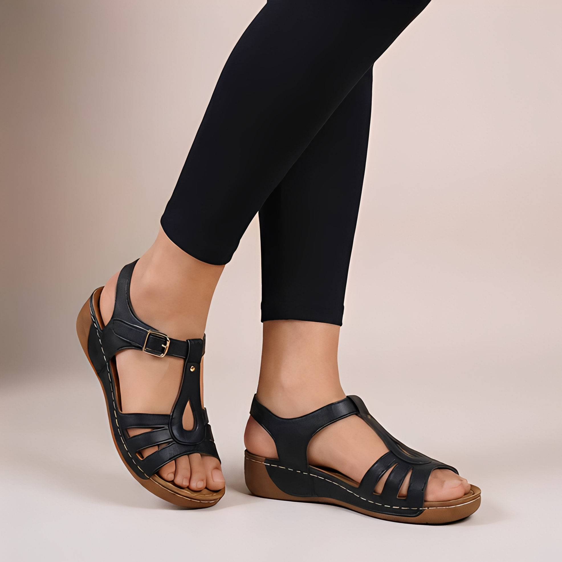 Larvien - Modische T-Riemen-Sandalen für Damen