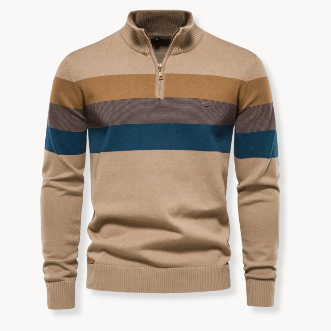 Aurullo - Gemütlicher Pullover mit halbem Reißverschluss