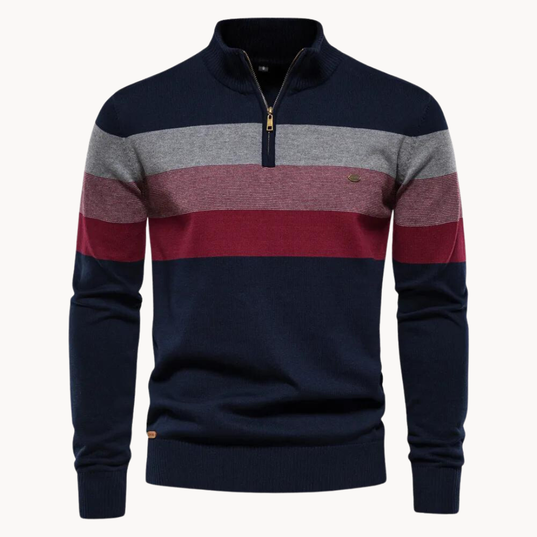 Aurullo - Gemütlicher Pullover mit halbem Reißverschluss