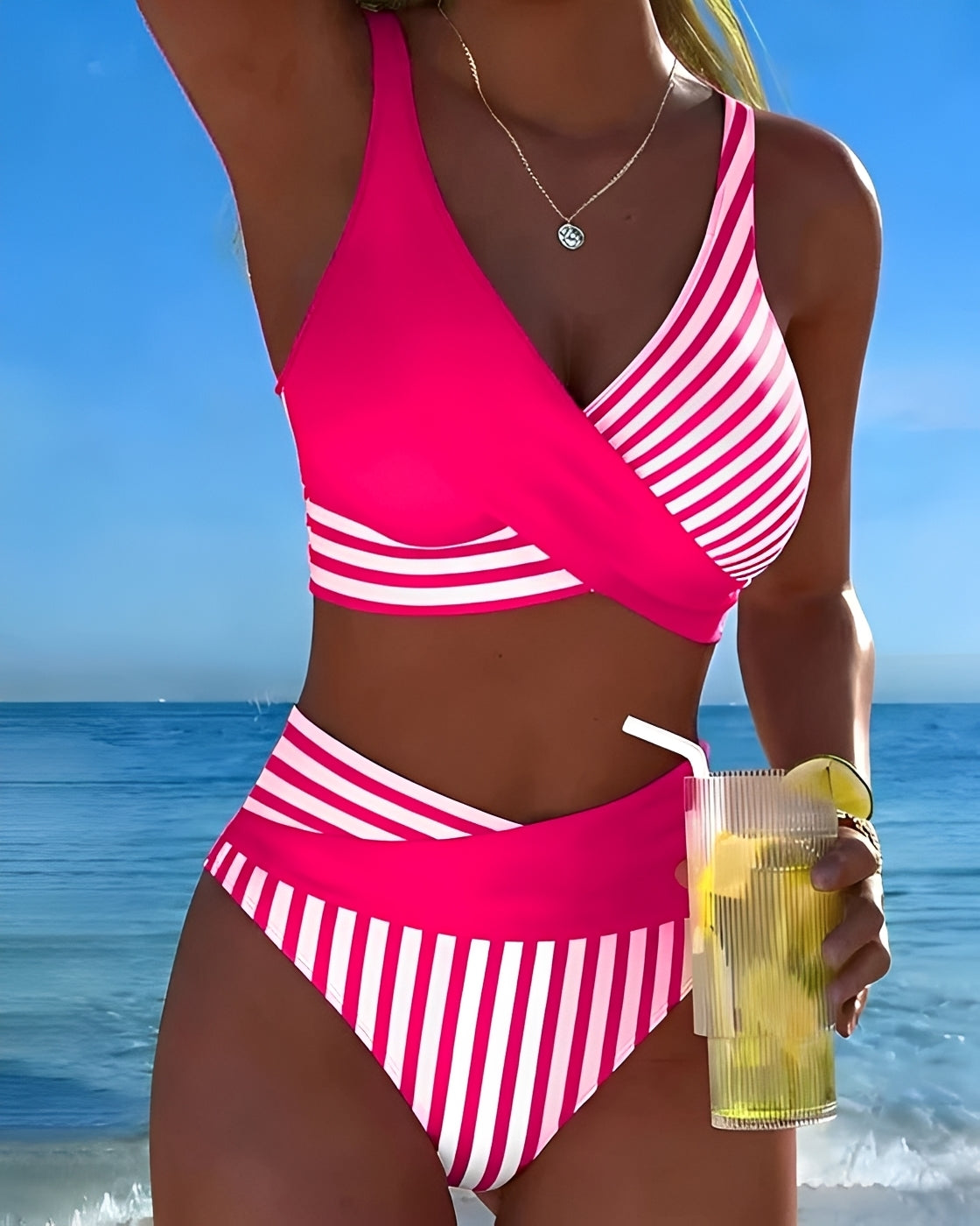Angelica - Modischer Gestreifter Bikini
