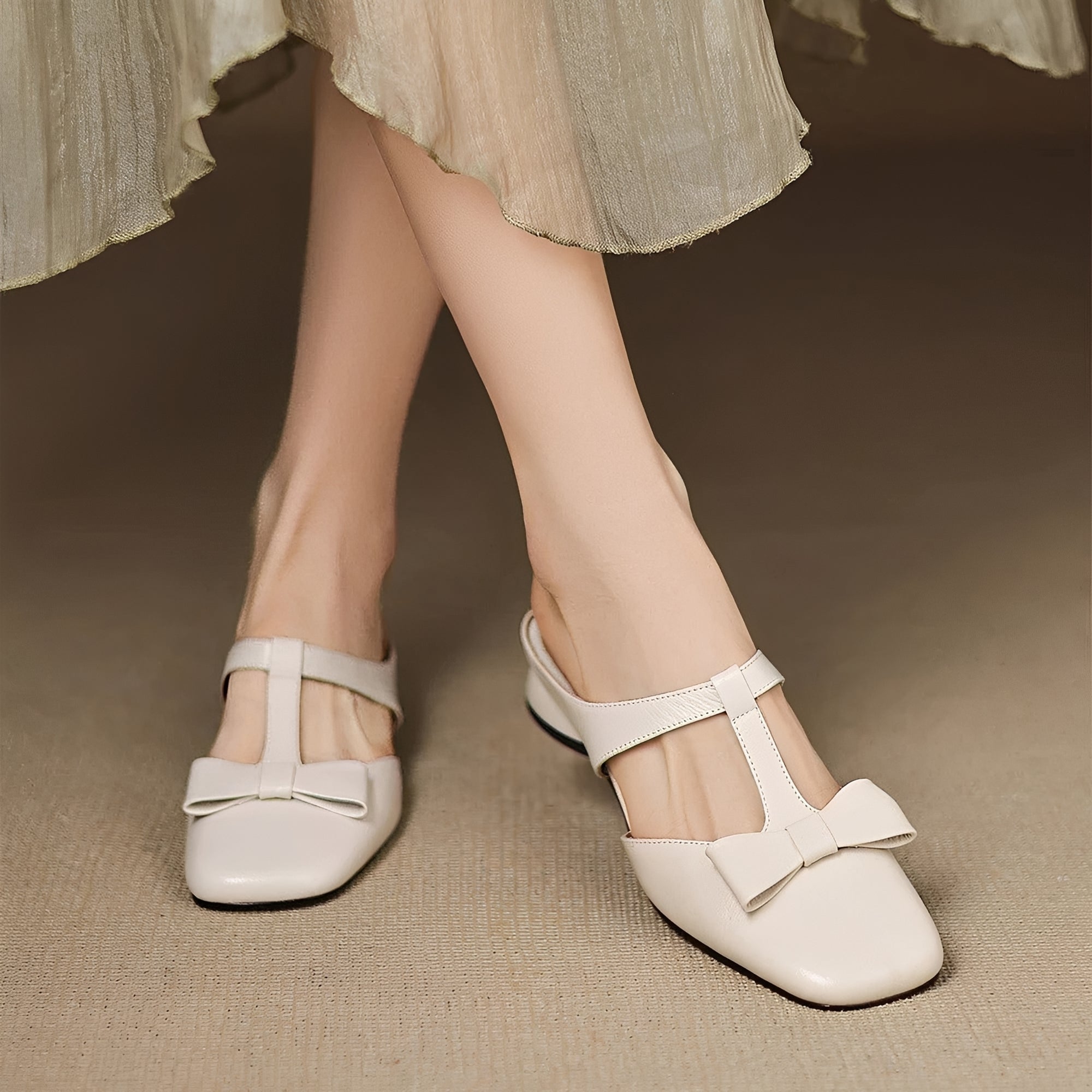 Jean - Fashionable Bow Mule-Sandalen