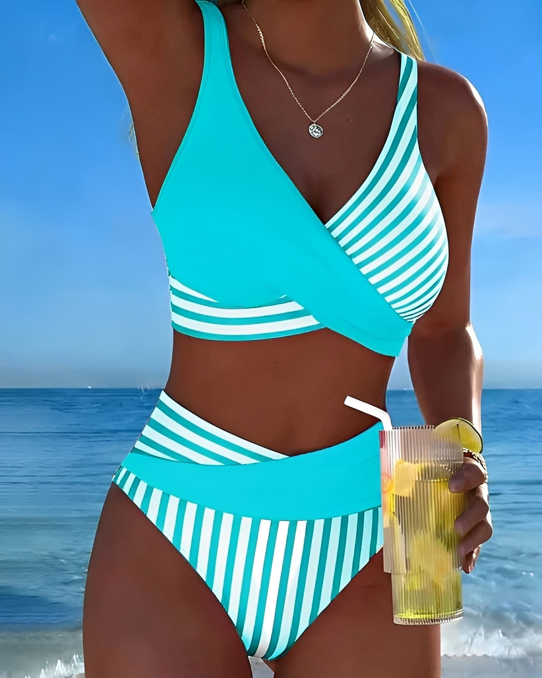 Angelica - Modischer Gestreifter Bikini