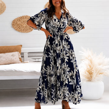 Michaela - Stilvolles, Entspanntes Blumen-Midikleid