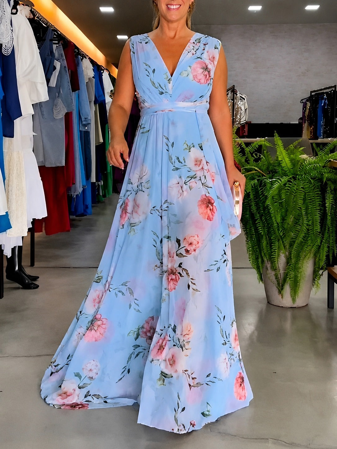 Hana - Lockeres Ärmelloses Blumenkleid