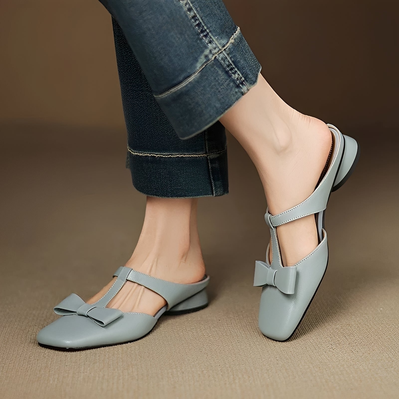 Jean - Fashionable Bow Mule-Sandalen