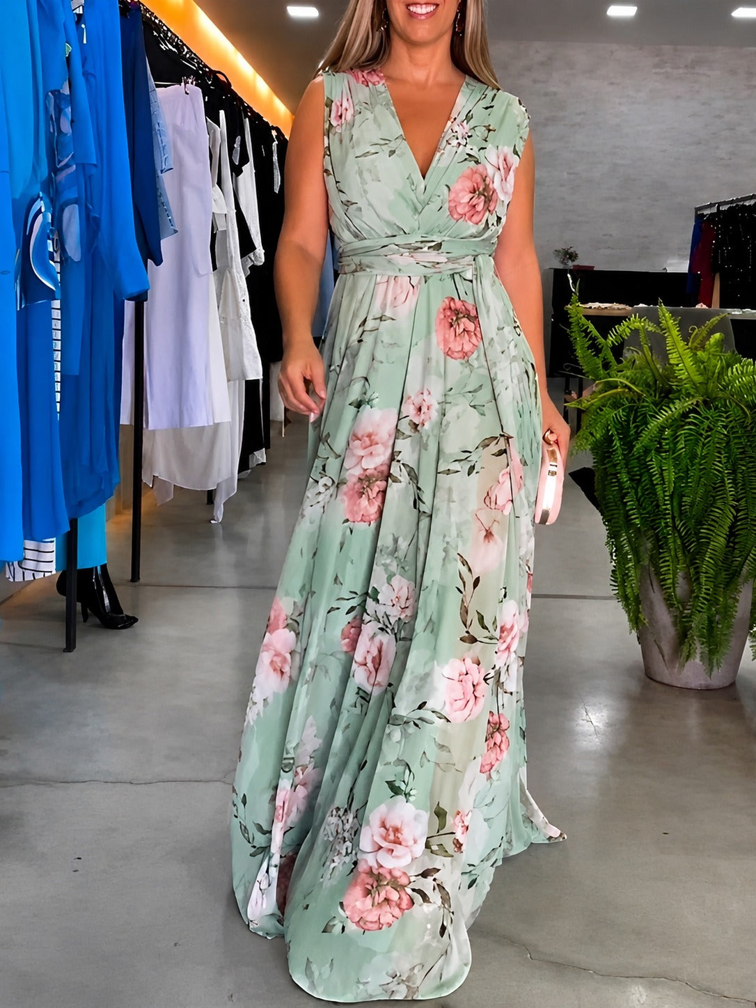 Hana - Lockeres Ärmelloses Blumenkleid