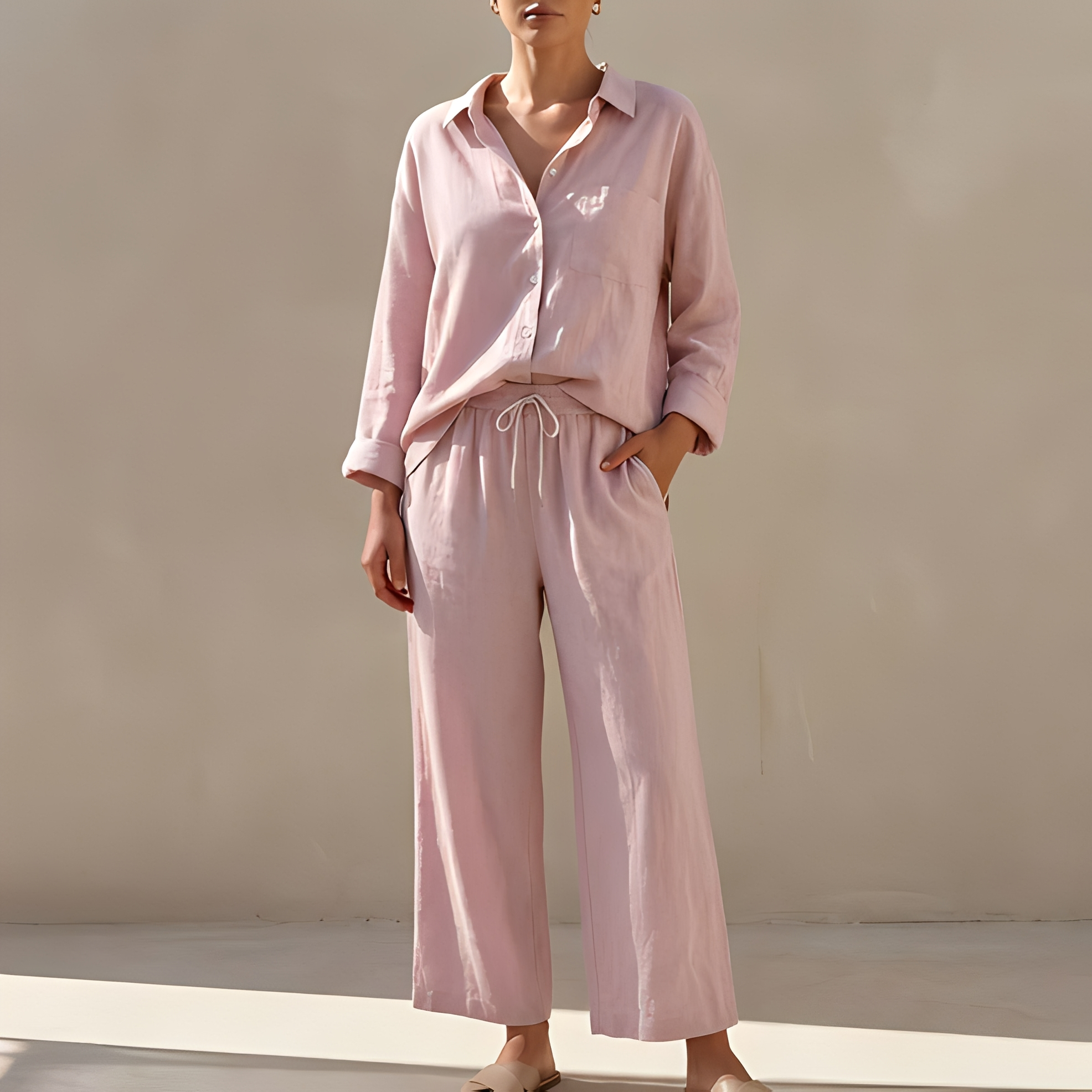 Genzel - Damen-Set mit Hemd und Hose zum Knöpfen