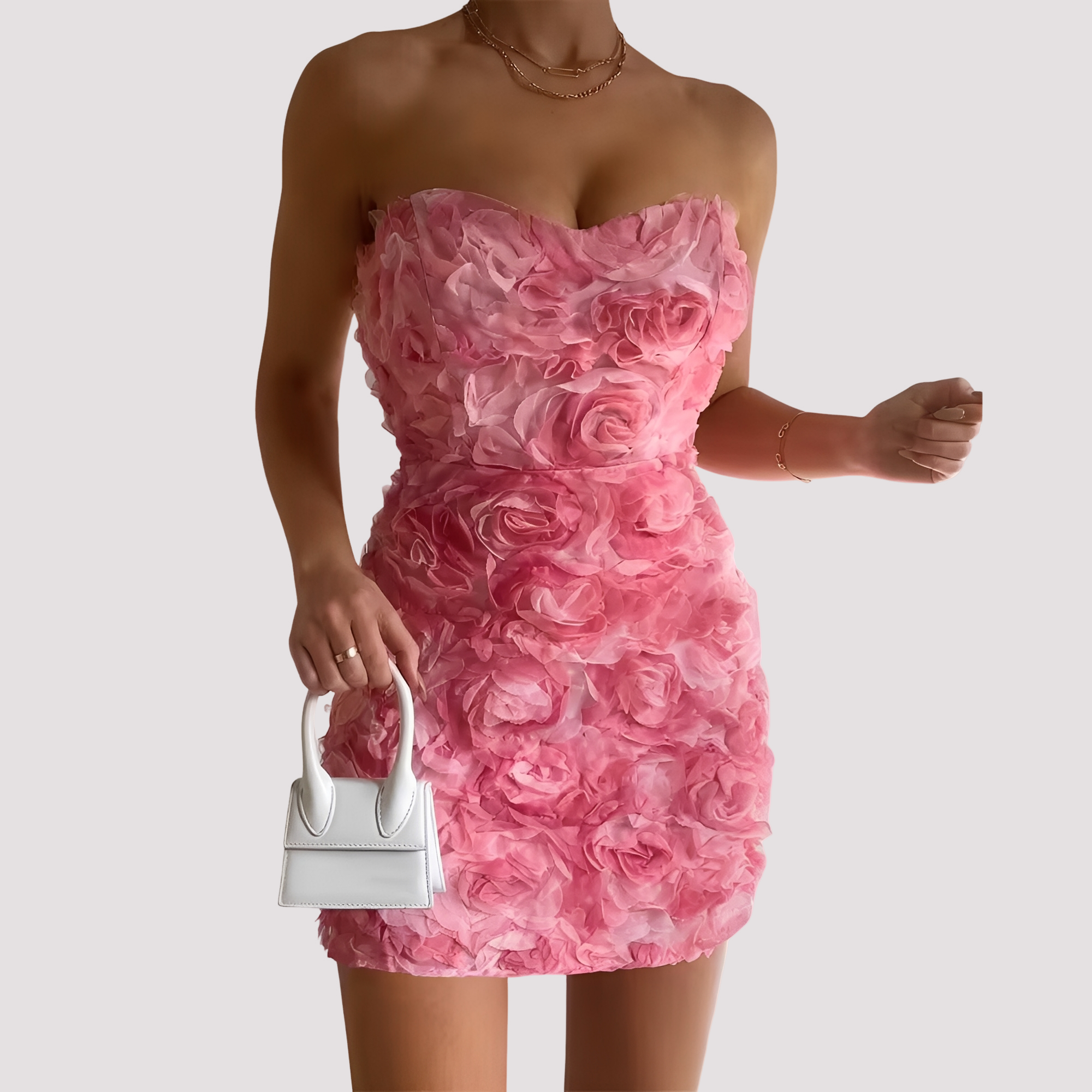 Nastia - Stilvolles, trägerloses Blumenkleid für Damen