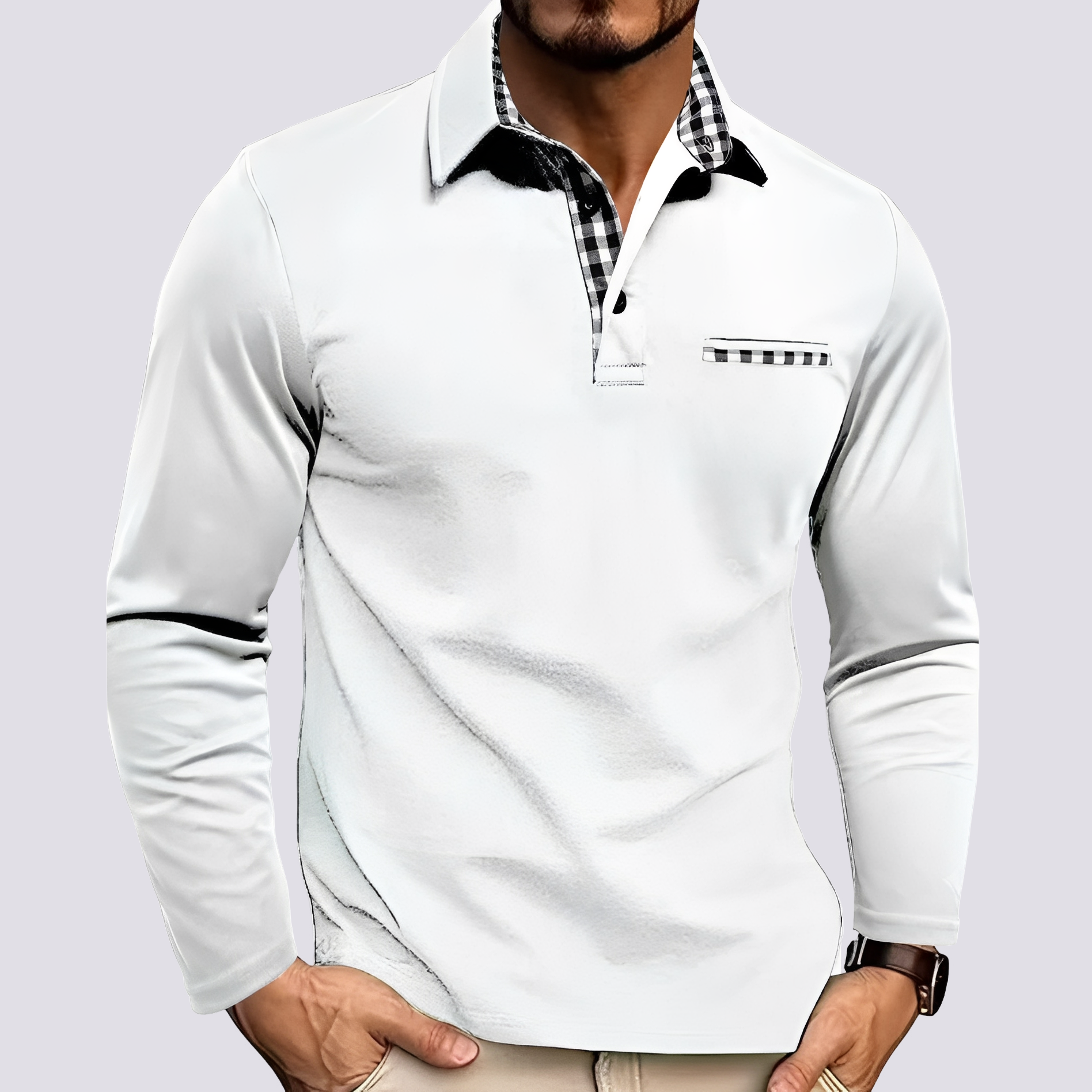 Mark – Herren-Polohemd – Langarm-Casualhemden