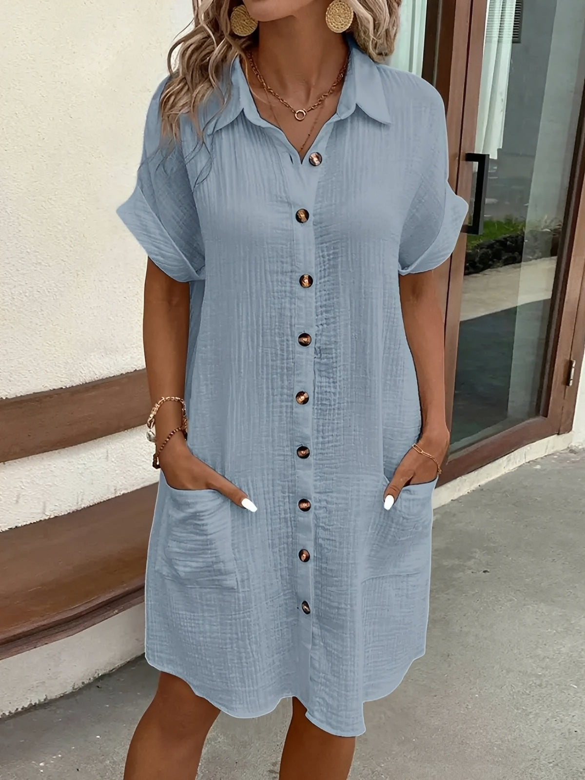 Shelley - Komfortables Hemdkleid mit Knopfleiste für Damen
