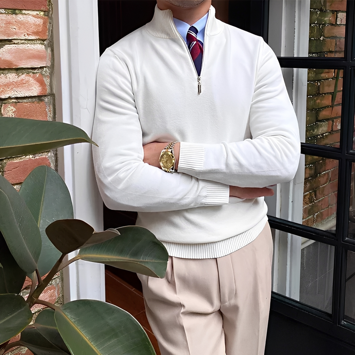 Sean - Bequemer Pullover mit Halbzip